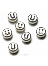 NEW! 1 Letter U Quality Silver Plated Round Alphabet Bead 7mm ~ Ideal For Occasion Name Bracelets, Card Making & Other Craft Activities